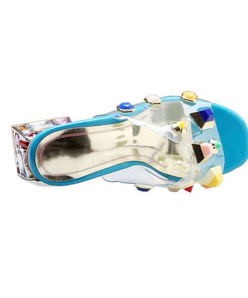 Multi Stone Clear Heel Sandals